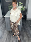 Mocha abstract animal print trouser