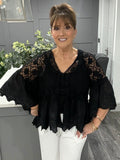 Alexa lace crochet shrug/cardigan-Black