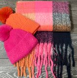 Bright checkered soft chunky scarf