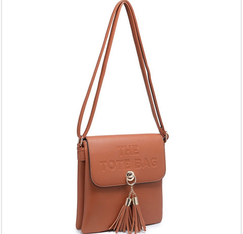 Tassel Tote crossbody bag-Tan