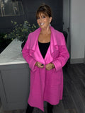 Lottie waterfall soft boucle coat-Fuchsia