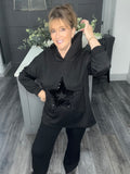 Black sequin star scuba hoody