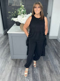 Hi-low frill Two piece set-Black