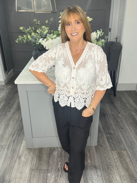 Lydia lace top -white