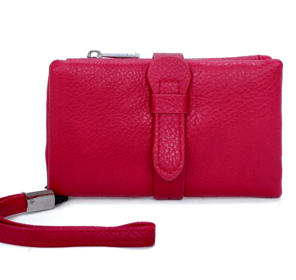 Raspberry pink medium wristlet purse
