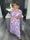 Blue multi leaf tiered Maxi dress