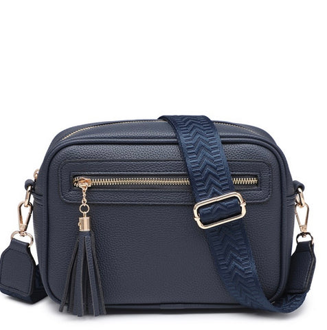 Navy tassel camera bag