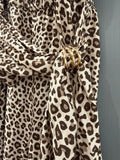 Wrap balloon leg jumpsuit -Animal print