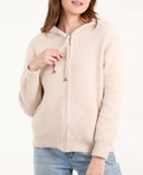 Zip up cosy chenille hoody-Beige