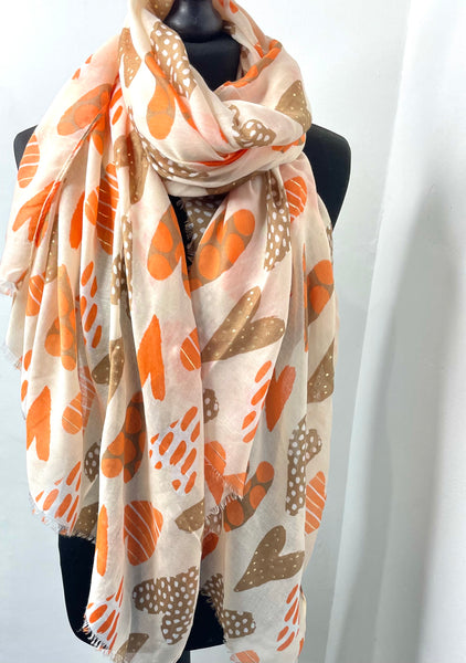 Heart scarf-Orange multi