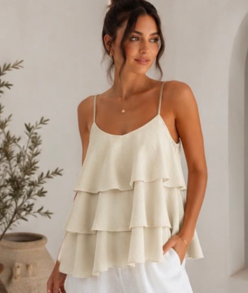 Floaty layered swing top-Beige