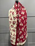 Cashmere blend reversible heart scarf-berry