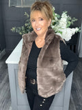 Lottie faux fur gilet-Mocha