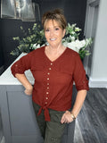 Rust V neck tie top