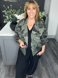 Denim camo bomber jacket-Khaki