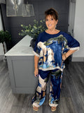 Monet silky Co-ord- Navy