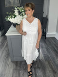 Lace midi dress-White