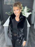 Lottie faux fur gilet-Black