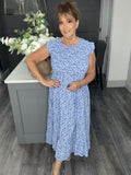 Blue ditsy flower maxi