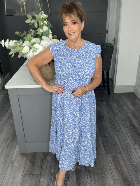 Blue ditsy flower maxi