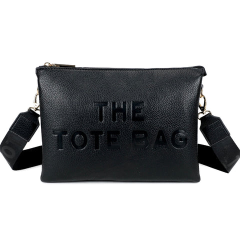 Tote crossbody bag with triple compartments-Black