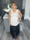 Italian lace peplum vest top-Beige
