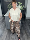 Mocha abstract animal print trouser