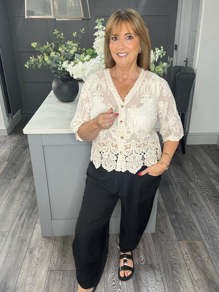 Lydia lace top-Beige