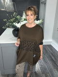 Chocolate leopard scuba zip sweat top