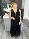 Italian lace peplum vest top-Black