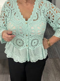 Rachel crochet top-Mint