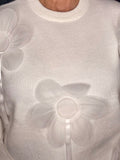Large petal flower jumper-Winter white