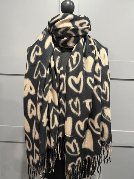 Beige abstract heart scarf