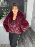 Mayfair faux fur hooded jacket-Rich Merlot