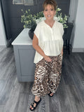 Mocha abstract animal print trouser