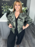 Denim camo bomber jacket-Khaki