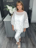 Fern paisley embroidered top-White