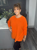 Soho round neck soft knit sweater-Orange