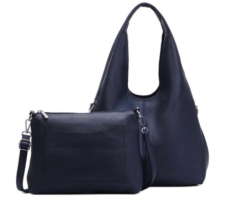 Medium slouchy hobo two bag set-Navy