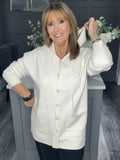Italian cashmere blend hooded cardigan-Winter white