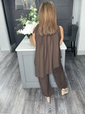 Carly asymmetric Co-ord/chocolate