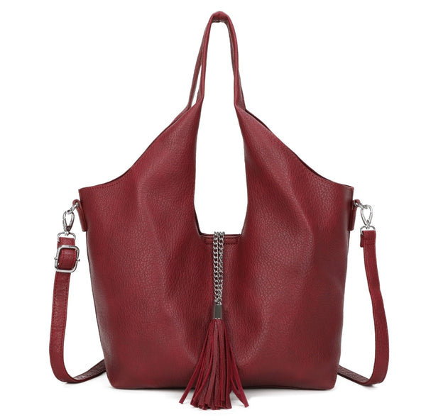 Wine shoulder tassel bag in bag set