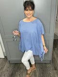 Chloe sky blue ruched sides top