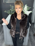 Lottie faux fur gilet-Rich chocolate