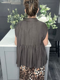 Chocolate pleated smock shirt