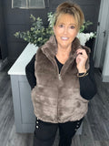 Lottie faux fur gilet-Mocha