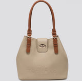 Two tone shoulder store bag in bag set -camel