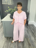 Carlie stripe Co-ord-Pink