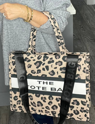 Large canvas Tote bag-Leopard