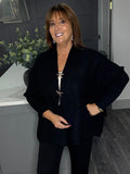 Super soft ribbed star  cardigan-Black